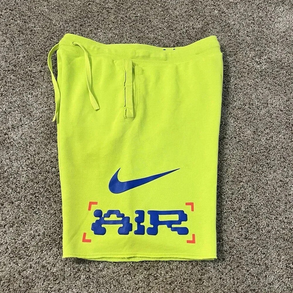 Nike Catching Air Size Small Windrunner Neon Blue Winter Sweat Shorts Yellow - Picture 2 of 5